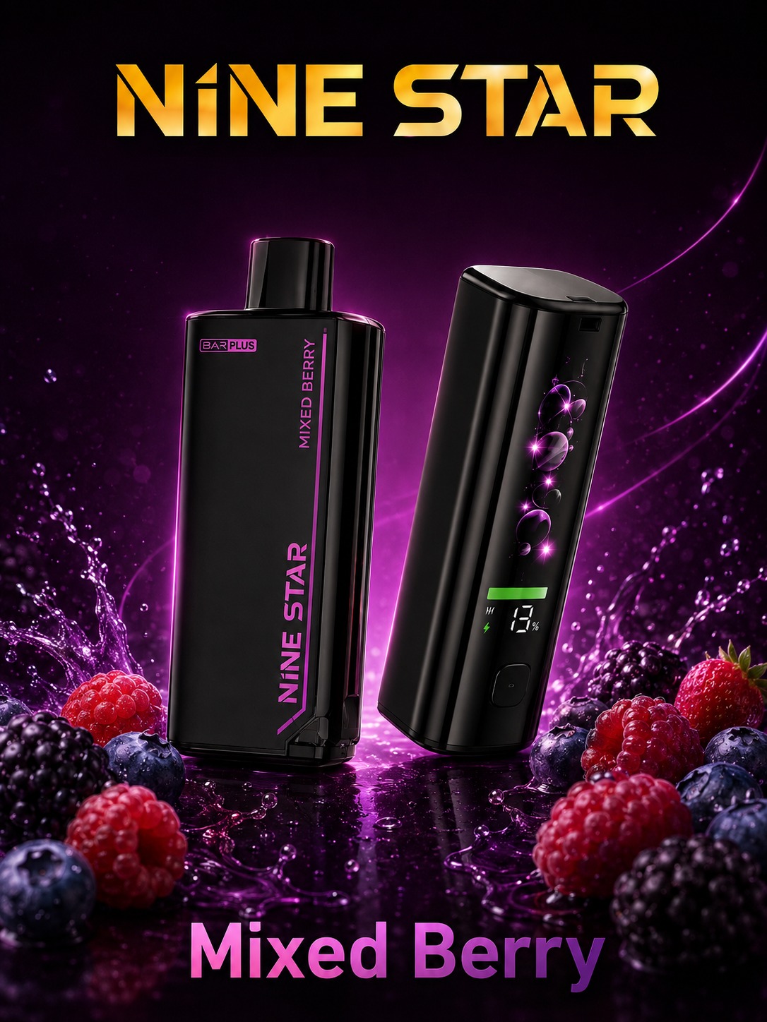 Nine Star Bar Plus Starter Kit Mixed Berries Mixed Berries disposable vape