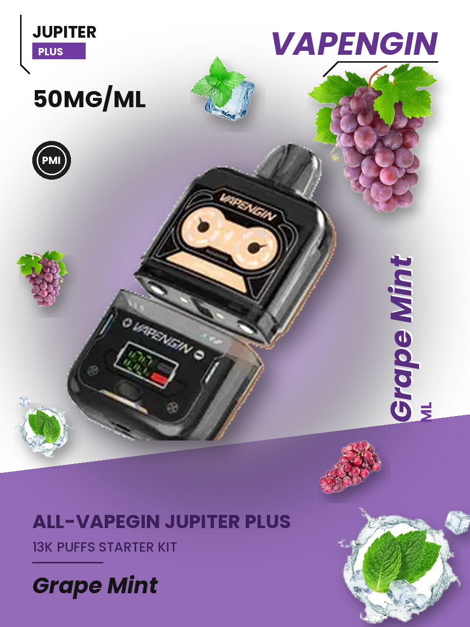 Vapengin Jupiter Plus Starter Kit Grape Mint Grape Mint disposable vape