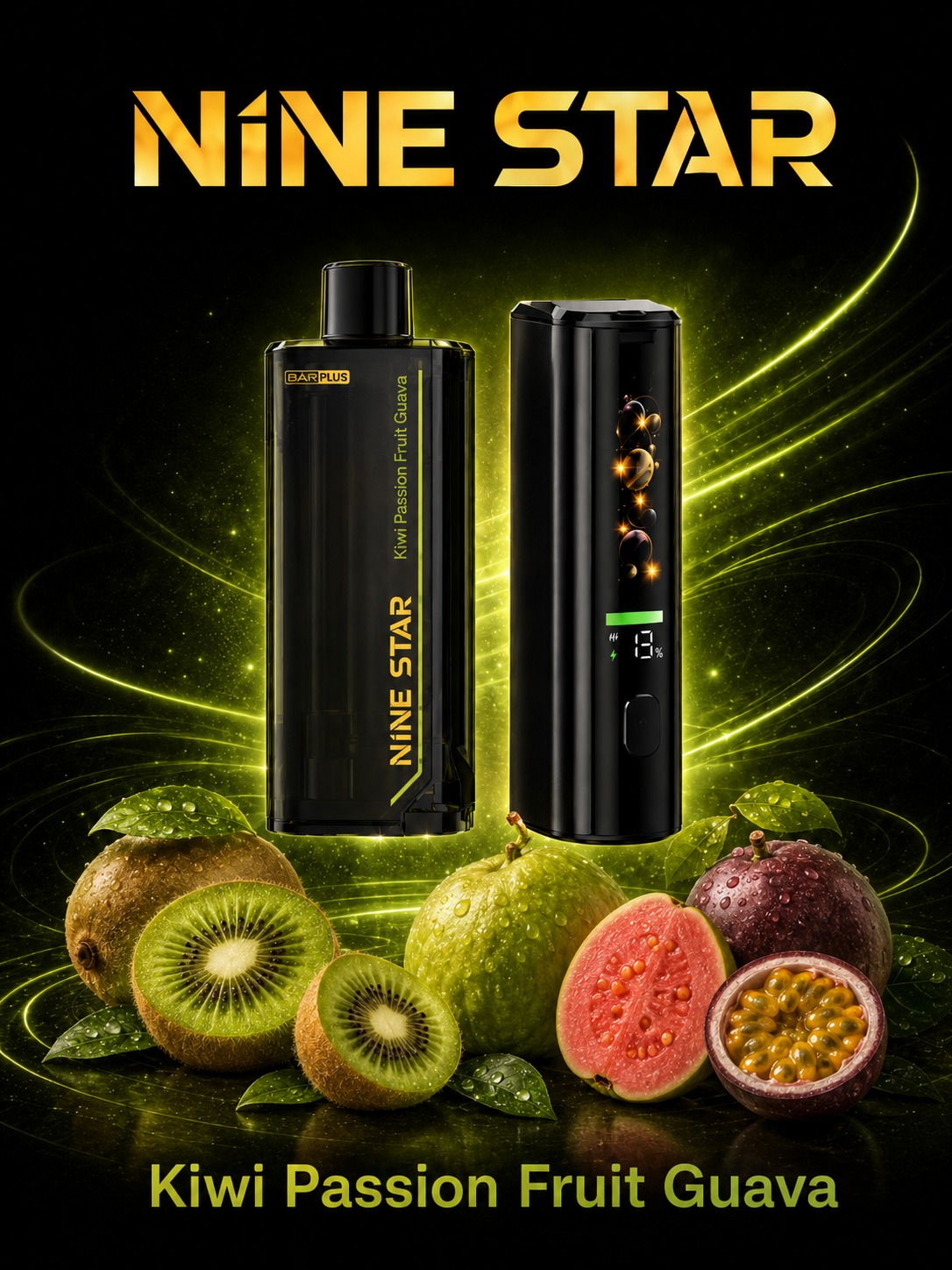 Nine Star Bar Plus Starter Kit Kiwi Passion Guava Kiwi Passion Guava disposable vape