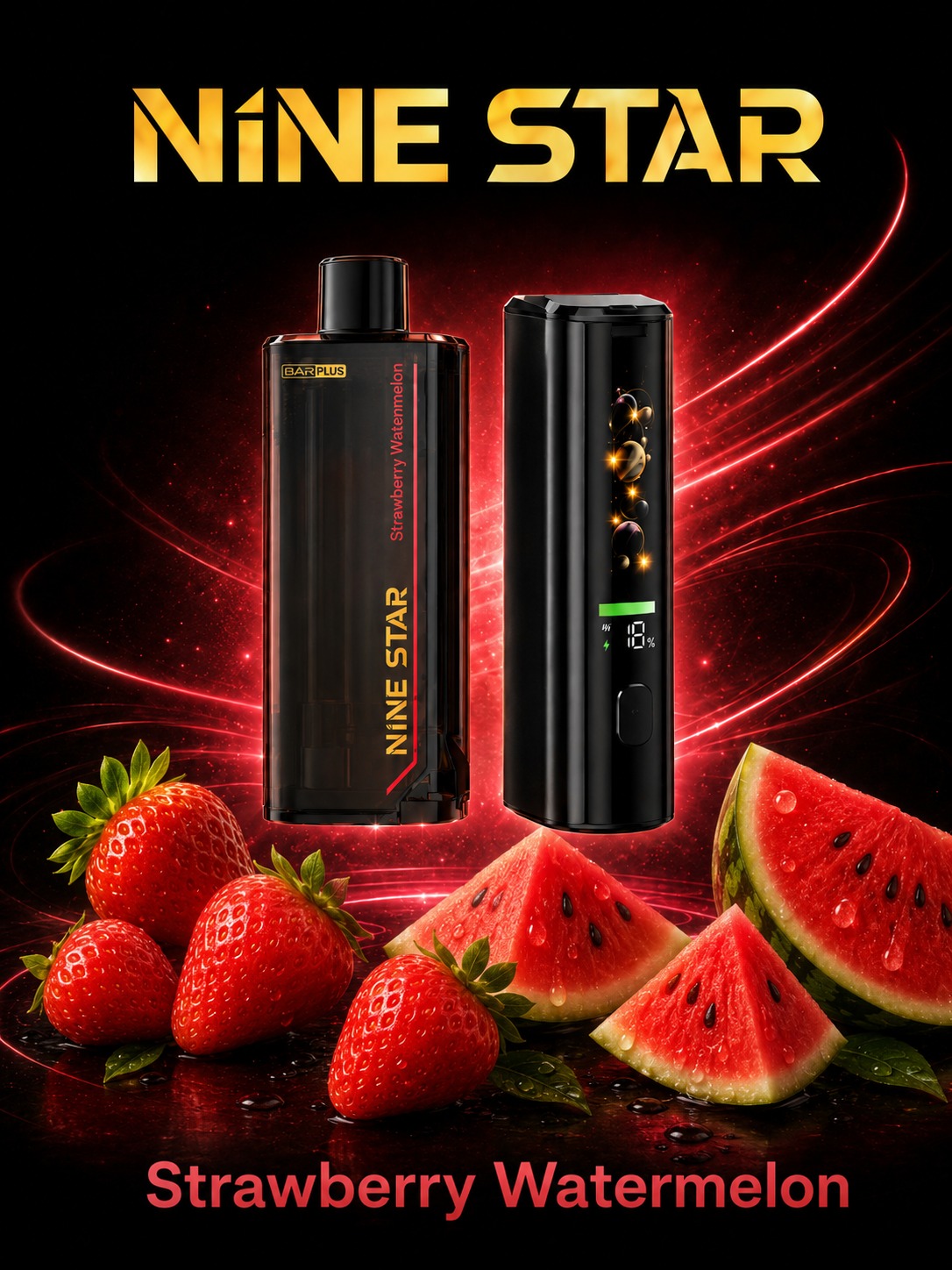 Nine Star Bar Plus Starter Kit Strawberry Watermelon Strawberry Watermelon disposable vape