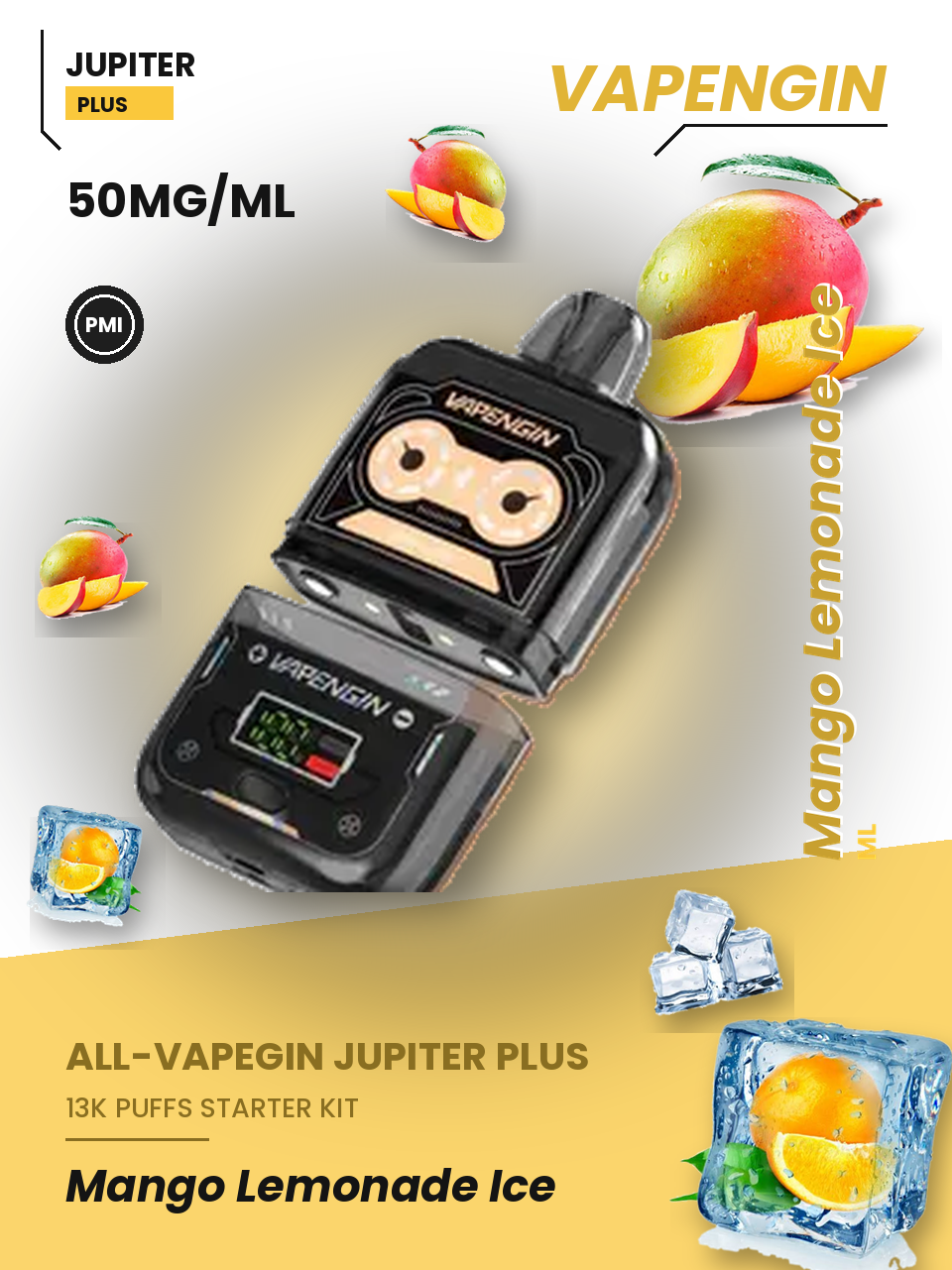 Vapengin Jupiter Plus Starter Kit Mango Lemonade Ice Mango Lemonade Ice disposable vape